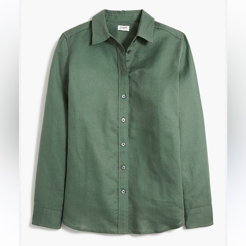 J.Crew Factory Linen/Cotton Button-Up Shirt Size XXS Green
